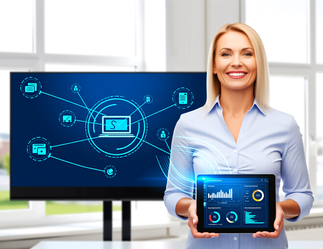 System integration services connecting CRM, ERP, and business applications with automated data synchronization
